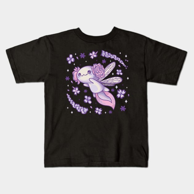 Fairycore Aesthetic kawaii Fairy Axolotl Rose Kids T-Shirt by Alex21